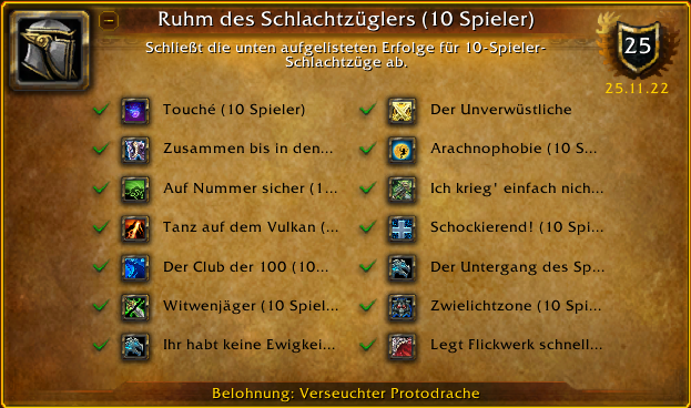Ruhm des Schlachtzüglers 10er Erfolg
