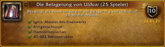 Ulduar 25er Belagerung Erfolg