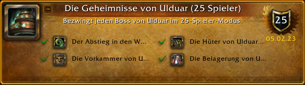 Ulduar 25er Geheimnisse Erfolg